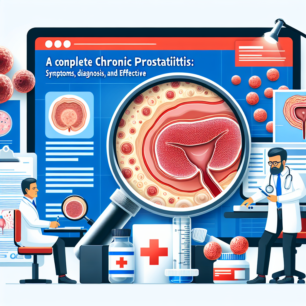 Illustrazione della prostata mostrando sintomi della prostatite cronica, come dolore pelvico e difficoltà urinarie.