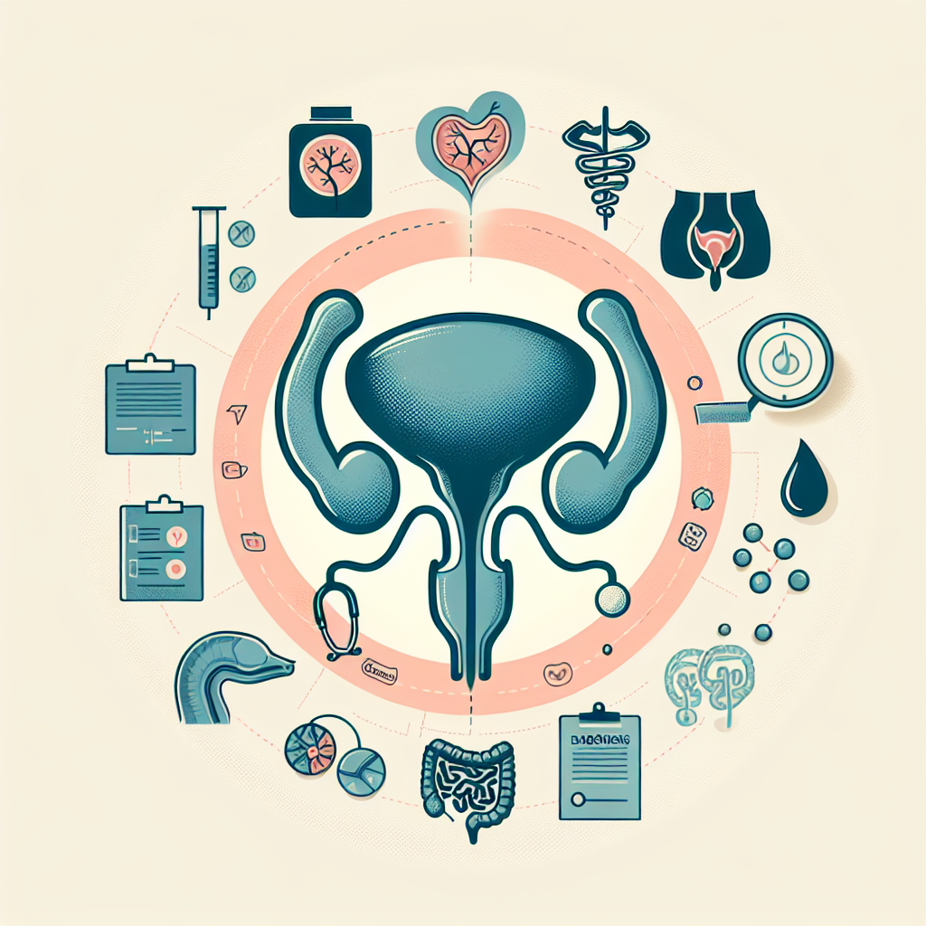 Diagramma che mostra la relazione tra prostatite e stitichezza con sintomi, diagnosi e trattamenti.