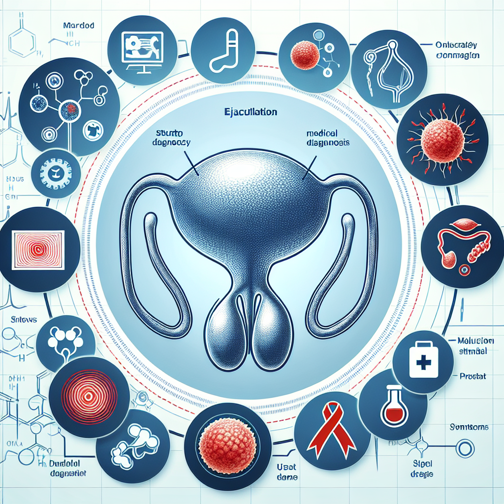 Guida visiva alla connessione tra eiaculazione e prostatite, mostrando sintomi, diagnosi e trattamenti.