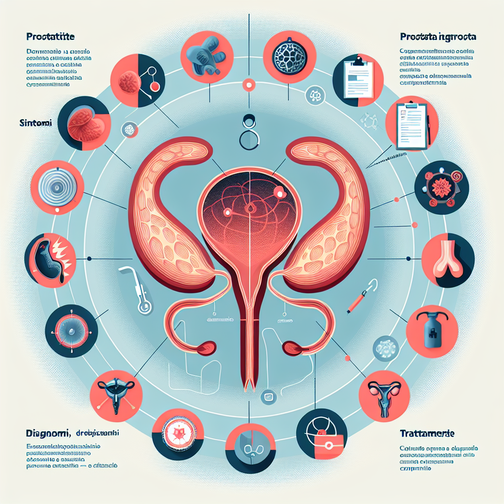 Rappresentazione della prostatite e della prostata ingrossata con sintomi e trattamenti