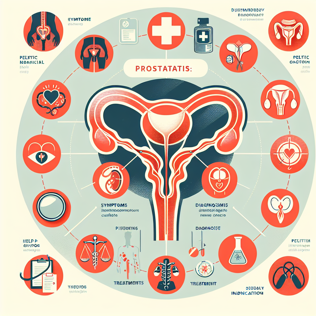 Diagramma della prostata infiammata evidenziando le aree colpite dalla prostatite.